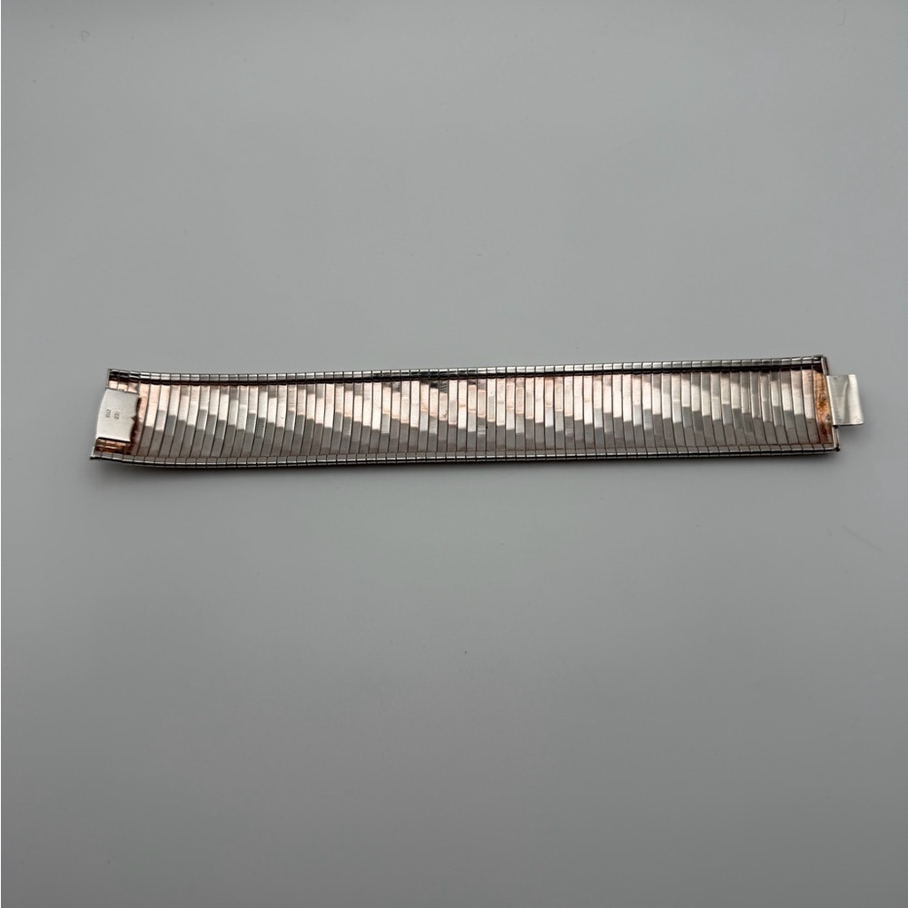 ITALIAN STERLING SILVER WIDE STATEMENT BRACELET - Picture 4 of 11